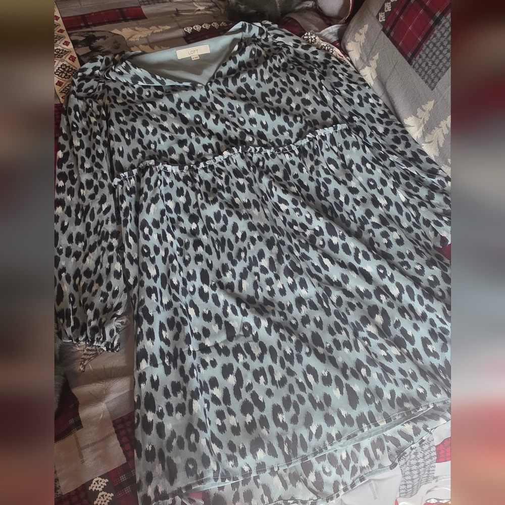 LOFT Blue Animal Print Dress